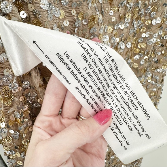 Mac Duggal 10726 Gold Silver One Shoulder Floor Length Evening Gown 4 Formal - Picture 7 of 8